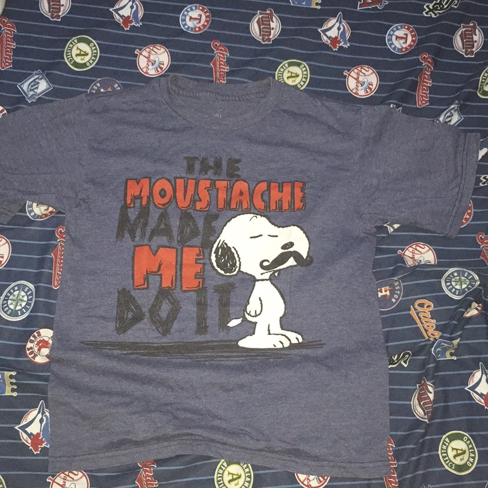 Snoopy mustache t shirt size youth medium